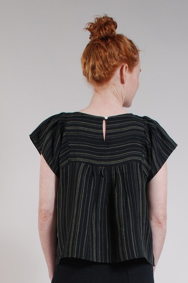 Built by Wendy Lattice Blouse - Black/Olive stripes Built by Wendy Lattice Blouse - Black/Olive stripes