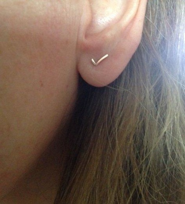Hortense 14KT Gold Check Single Stud Hortense 14KT Gold Check Single Stud