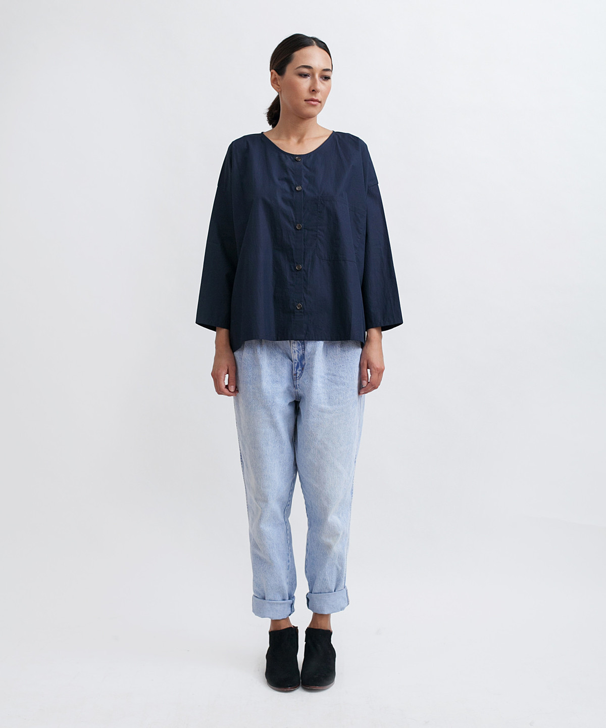 Revisited Matters Cotton Workshirt - Navy - Image 1 of 7