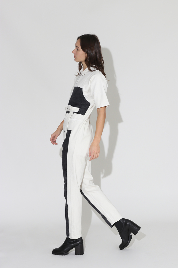 Rachel Comey Handy Jumpsuit - Dirty White/Washed Black Denim Rachel Comey Handy Jumpsuit - Dirty White/Washed Black Denim