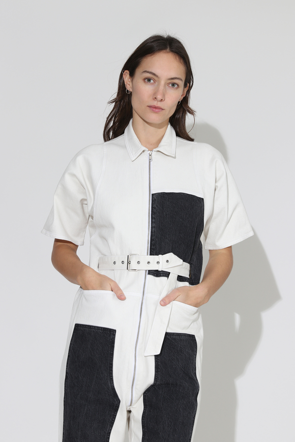 Rachel Comey Handy Jumpsuit - Dirty White/Washed Black Denim Rachel Comey Handy Jumpsuit - Dirty White/Washed Black Denim