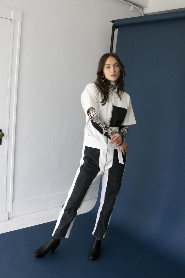 Rachel Comey Handy Jumpsuit - Dirty White/Washed Black Denim Rachel Comey Handy Jumpsuit - Dirty White/Washed Black Denim