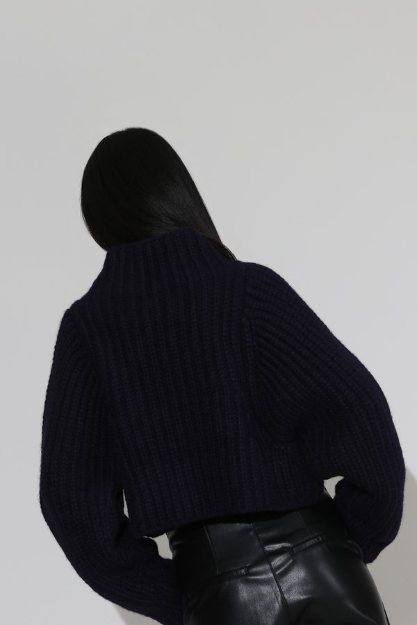 Shaina Mote Crop Knit Turtleneck Pullover - Navy Shaina Mote Crop Knit Turtleneck Pullover - Navy