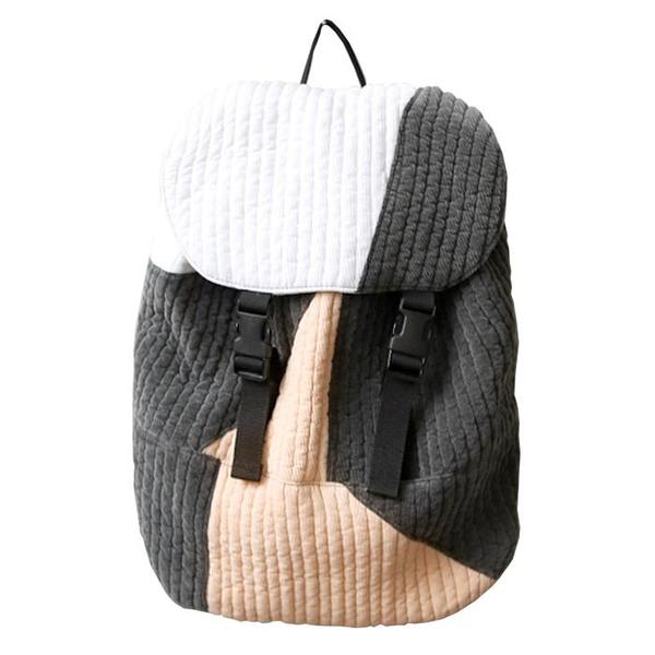 KIDS Tambere Quilted Cotton Knapsack - White/Charcoal Grey KIDS Tambere Quilted Cotton Knapsack - White/Charcoal Grey