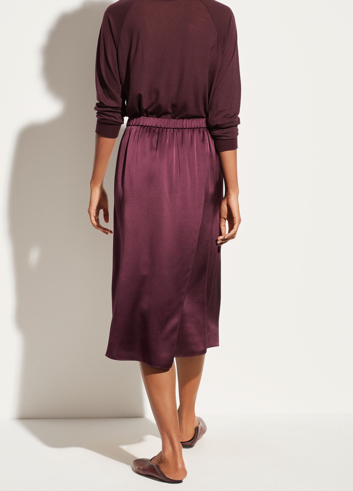 Vince Satin Drape Panel Skirt Dahlia Wine Garmentory