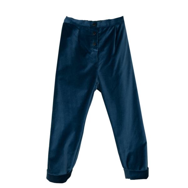 Kids Popelin Velvet Trousers - Blue Kids Popelin Velvet Trousers - Blue