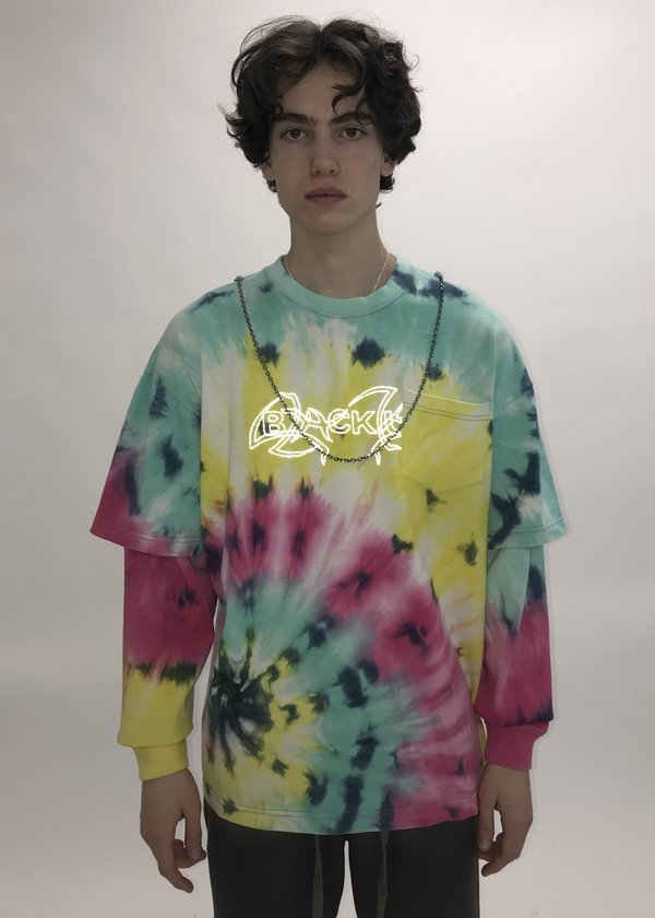 Black Lux Reflective Long Sleeve t-shirt - Blue Tie Dye Black Lux Reflective Long Sleeve t-shirt - Blue Tie Dye