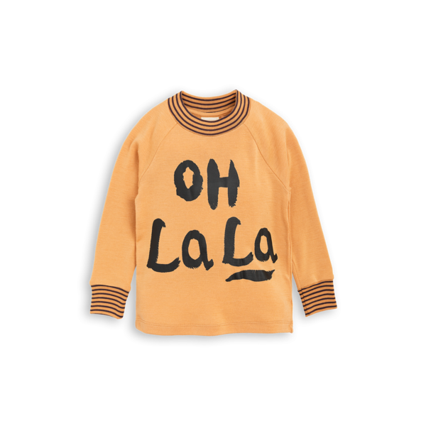 Kids Mini Rodini Oh La La Wool Long Sleeve Raglan Tee - Beige Kids Mini Rodini Oh La La Wool Long Sleeve Raglan Tee - Beige