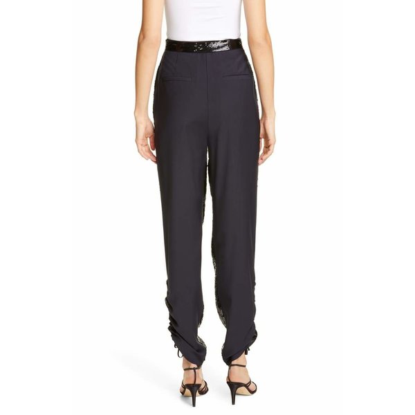 Tibi Sequin Ruched Hem Trousers - Black/Navy Multi Tibi Sequin Ruched Hem Trousers - Black/Navy Multi