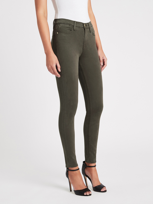 FRAME Denim Le High Skinny Sateen Jean - Deep Moss FRAME Denim Le High Skinny Sateen Jean - Deep Moss