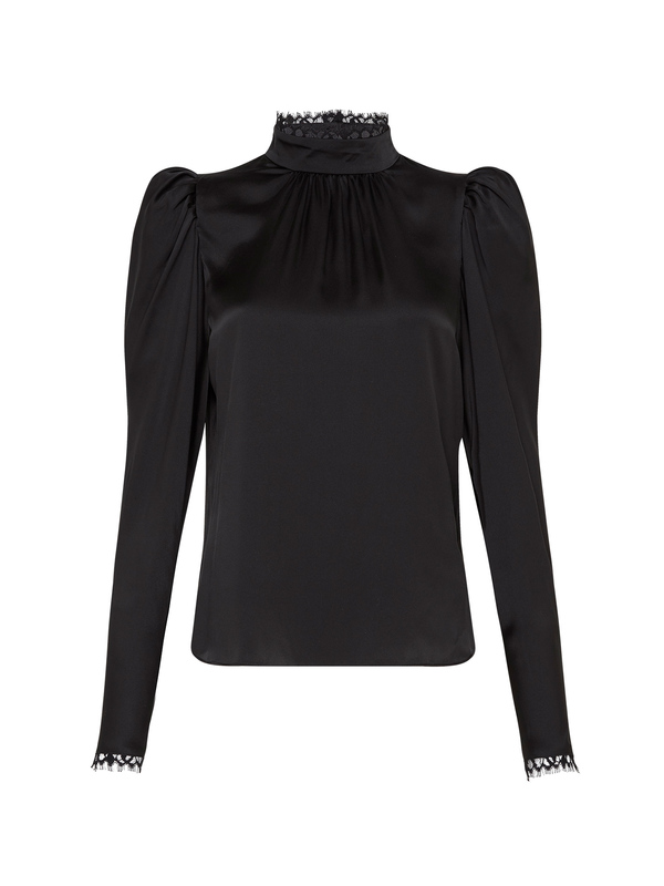 FRAME Denim Lace Cuff Top - Noir FRAME Denim Lace Cuff Top - Noir
