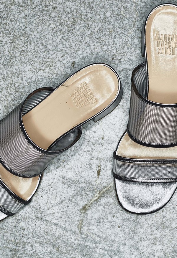 Maryam Nassir Zadeh Martina Mesh Slide - Platinum Maryam Nassir Zadeh Martina Mesh Slide - Platinum