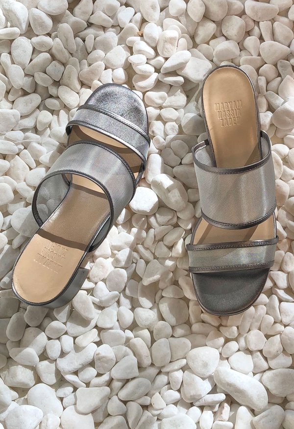 Maryam Nassir Zadeh Martina Mesh Slide - Platinum Maryam Nassir Zadeh Martina Mesh Slide - Platinum