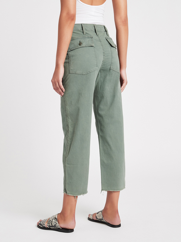 Mother Denim Patch Pocket Private Ankle Fray Jean - Army Green Mother Denim Patch Pocket Private Ankle Fray Jean - Army Green