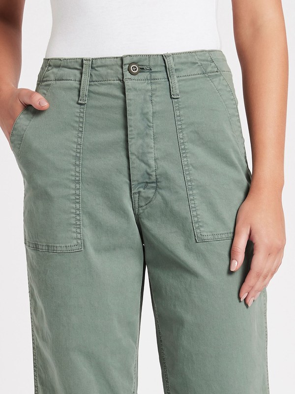 Mother Denim Patch Pocket Private Ankle Fray Jean - Army Green Mother Denim Patch Pocket Private Ankle Fray Jean - Army Green