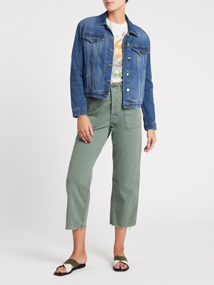 Mother Denim Patch Pocket Private Ankle Fray Jean - Army Green Mother Denim Patch Pocket Private Ankle Fray Jean - Army Green
