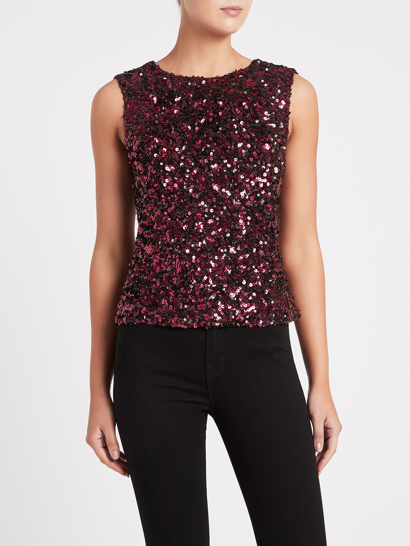 plum sequin top