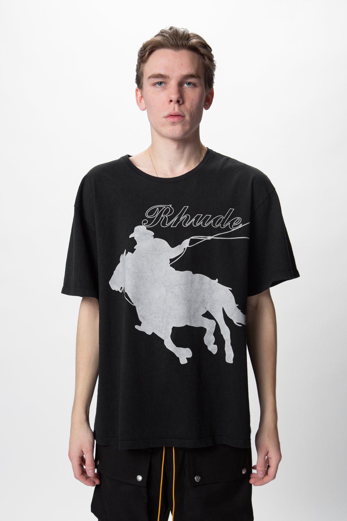 RHUDE Lasso Short Sleeve T Shirt | Garmentory RHUDE Lasso Short Sleeve T Shirt | Garmentory