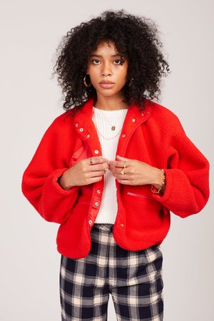 Free People Hit The Slopes Jacket - Red 