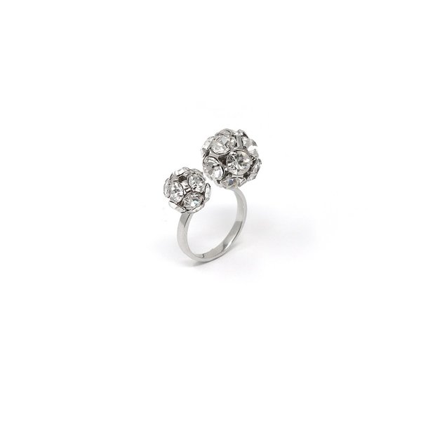 Joomi Lim Open Ring W/ Crystal Balls - Rhodium/Crystal Joomi Lim Open Ring W/ Crystal Balls - Rhodium/Crystal