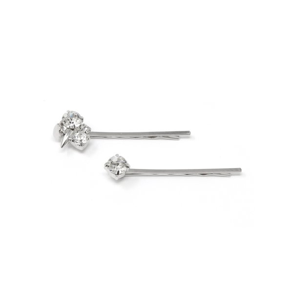 Joomi Lim Set Of 2 Crystal & Spike Bobbis - Rhodium/Crystal Joomi Lim Set Of 2 Crystal & Spike Bobbis - Rhodium/Crystal
