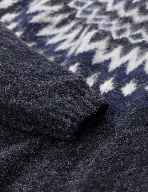 Norse Projects Birnir Fairisle Knitted Sweater - Charcoal Melange Norse Projects Birnir Fairisle Knitted Sweater - Charcoal Melange