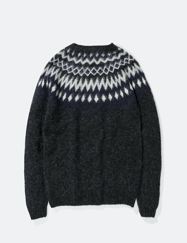 Norse Projects Birnir Fairisle Knitted Sweater - Charcoal Melange Norse Projects Birnir Fairisle Knitted Sweater - Charcoal Melange