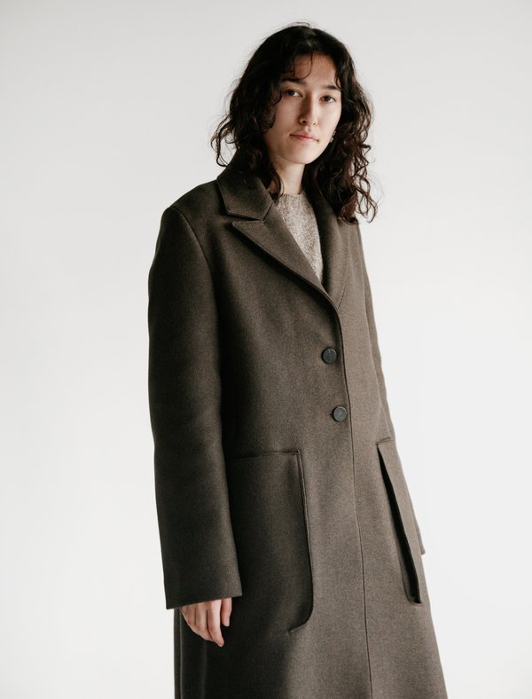 Studio Nicholson Ounce Double Faced Wool Coat - Forest Studio Nicholson Ounce Double Faced Wool Coat - Forest