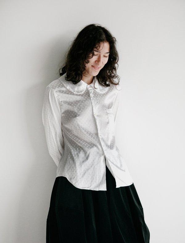 Comme des Garçons Polka Dot Jacquard Shirt - White Comme des Garçons Polka Dot Jacquard Shirt - White