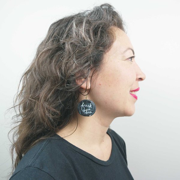 Ceramics and Theory Fuck This Fuck That Earrings - Black/White Ceramics and Theory Fuck This Fuck That Earrings - Black/White