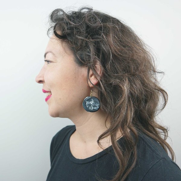 Ceramics and Theory Fuck This Fuck That Earrings - Black/White Ceramics and Theory Fuck This Fuck That Earrings - Black/White
