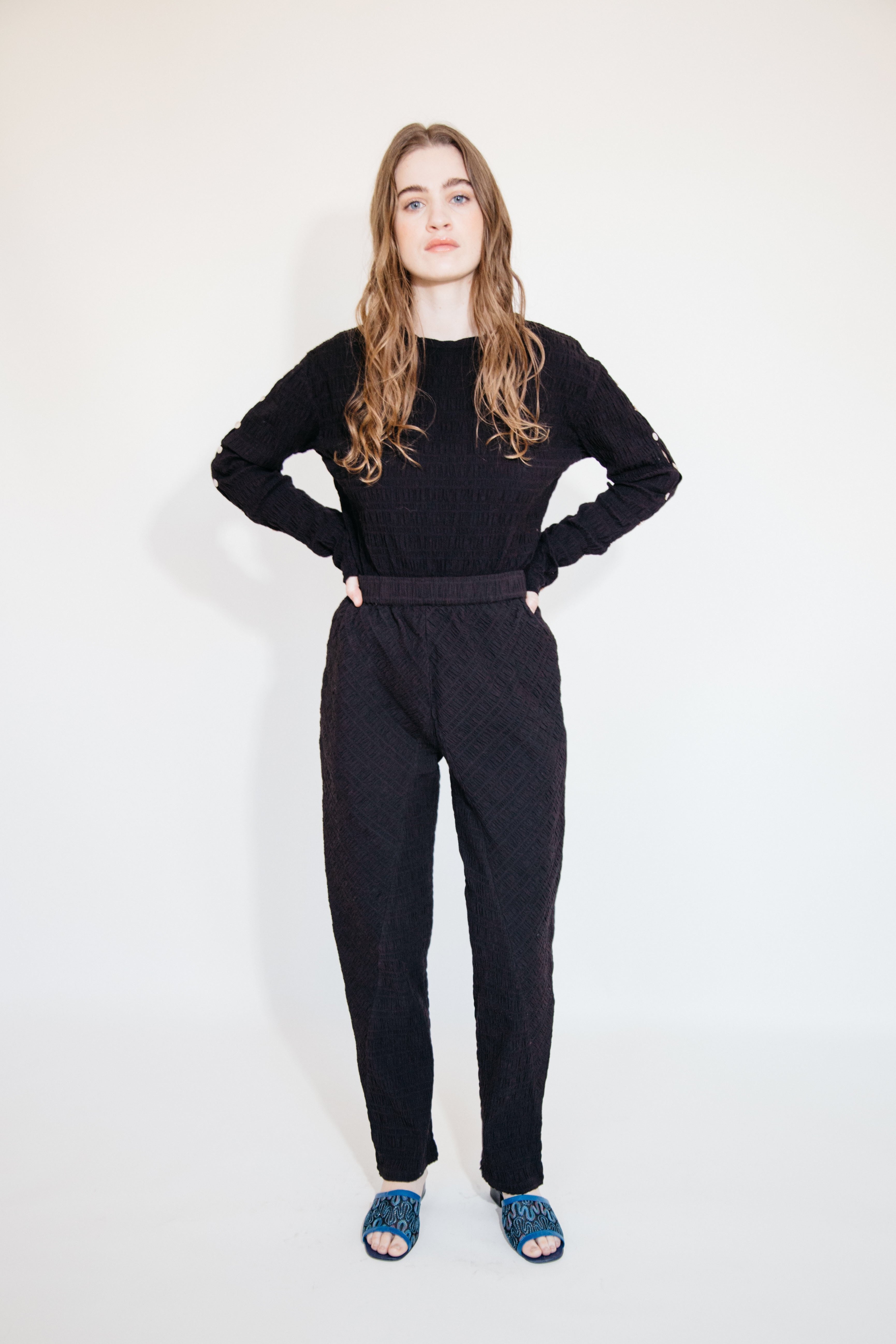 Nikki Chasin ANGLE PANT - BLACK CRINKLE | Garmentory