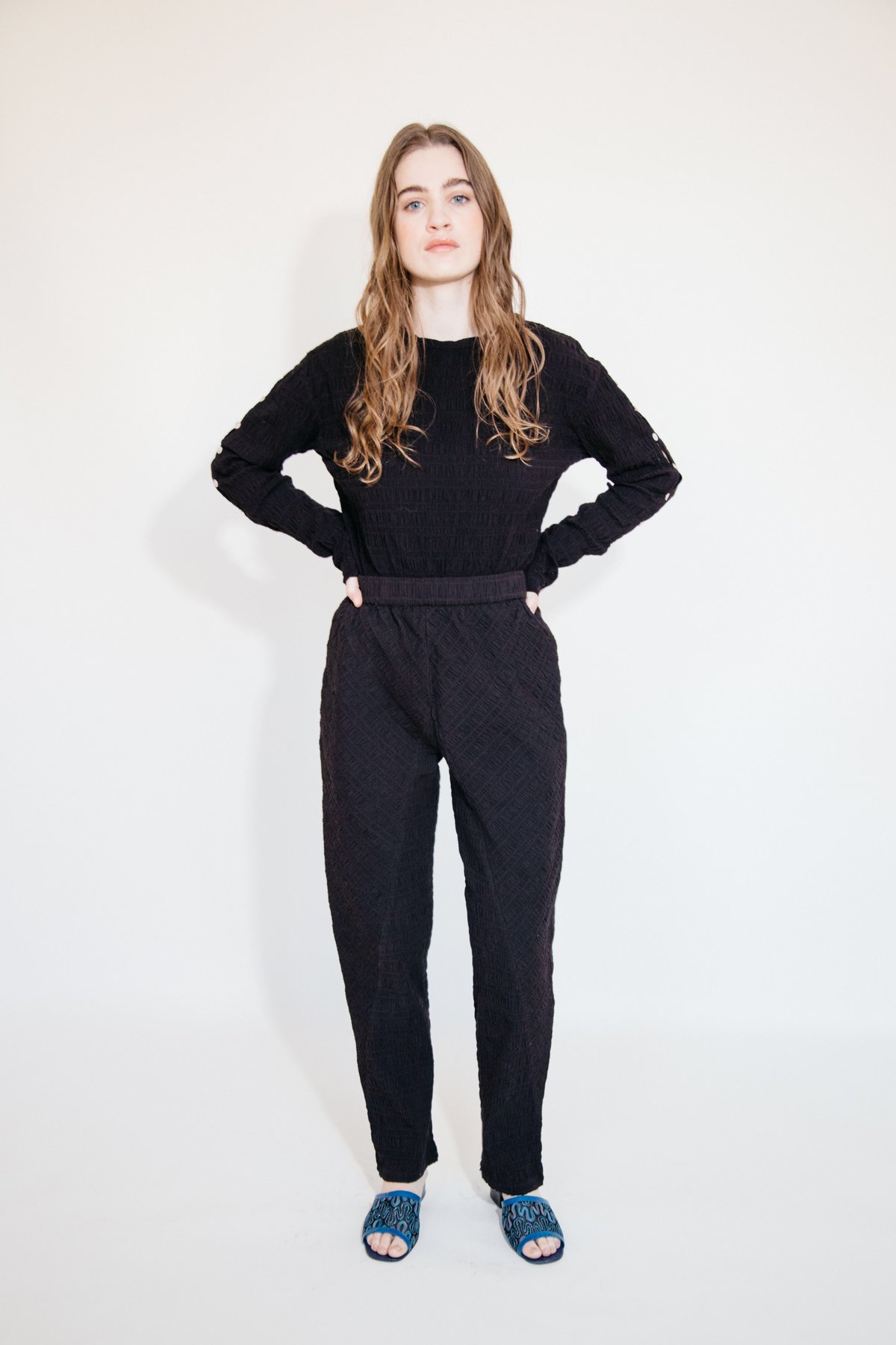 Nikki Chasin ANGLE PANT - BLACK CRINKLE - Image 1 of 3