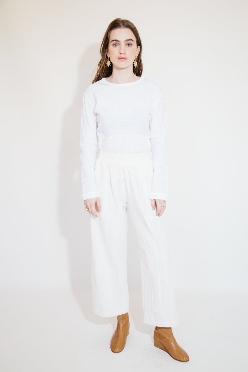 Nikki Chasin SIMA CREWNECK - WHITE CRINKLE