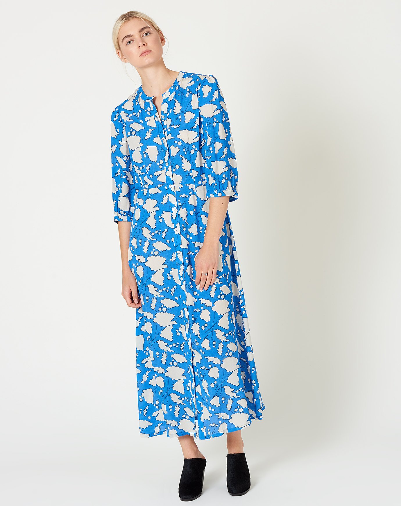 Raquel Allegra Ruffle Dreamer Dress - French Blue Floral | Garmentory