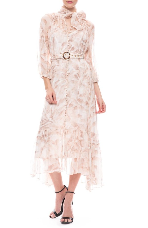 Zimmermann Super Eight Tie Midi Dress - Bleached Palm | Garmentory