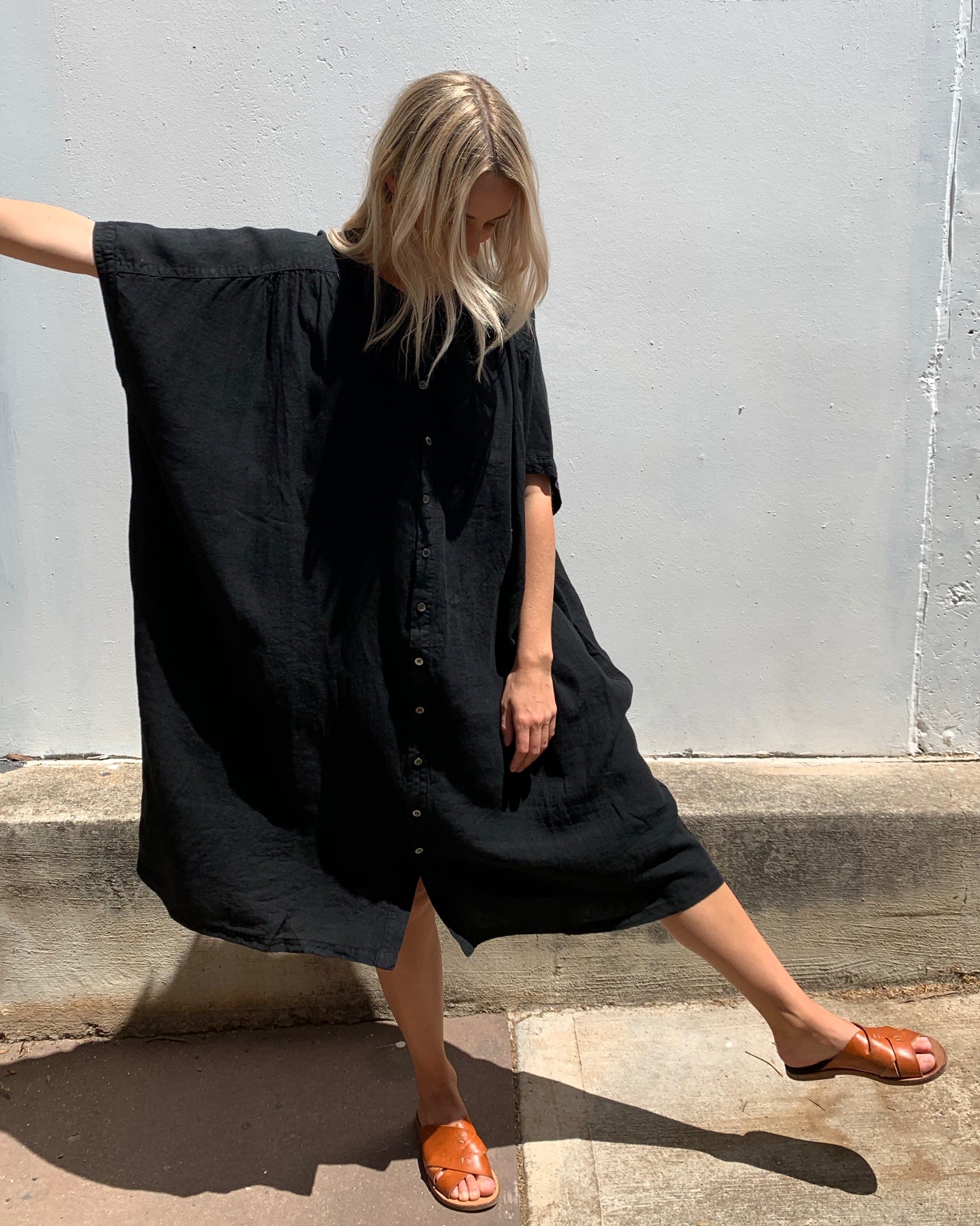 Metta Melbourne Kaia Button Up Dress Black Garmentory