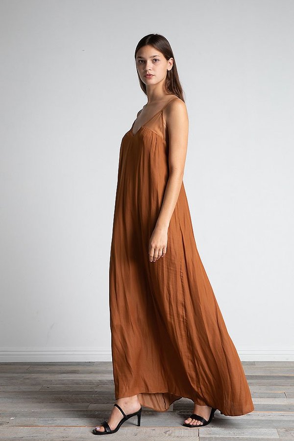 knee length dresses for ladies Uma V-Neck Gauze | Maxi Dress | Clay Terracotta Rust - Boho Cotton main image 0