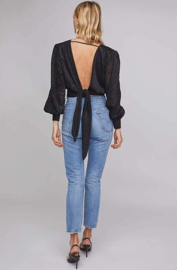 ASTR The Label Ronan Tie Back Top - Black ASTR The Label Ronan Tie Back Top - Black