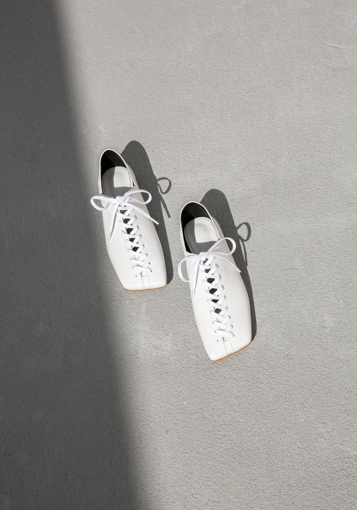 FLAT APARTMENT SQUARED TOE LACE UP FLATS - WHITE - Image 1 of 6
