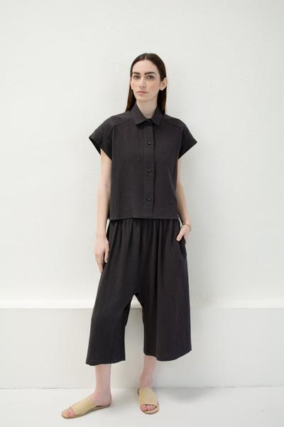 Micaela Greg Pieced Sleeve Button Up - Black Micaela Greg Pieced Sleeve Button Up - Black