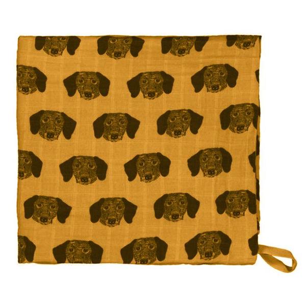 kids Moumout Paris Large Swaddle - Mustard Yellow/Toto Print kids Moumout Paris Large Swaddle - Mustard Yellow/Toto Print