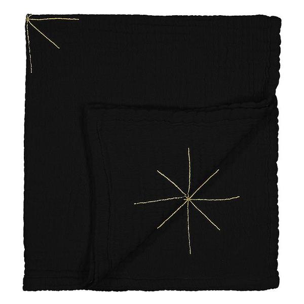 Kids Moumout Paris Panpan Blanket - Embroidered Gold Stars/Ink Black Kids Moumout Paris Panpan Blanket - Embroidered Gold Stars/Ink Black