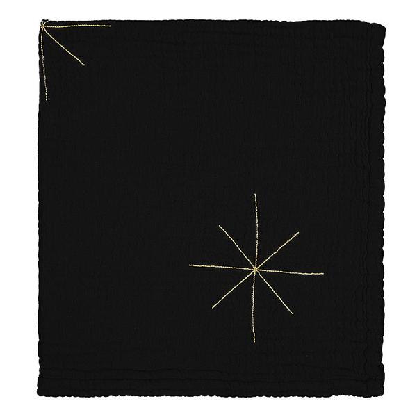 Kids Moumout Paris Panpan Blanket - Embroidered Gold Stars/Ink Black Kids Moumout Paris Panpan Blanket - Embroidered Gold Stars/Ink Black