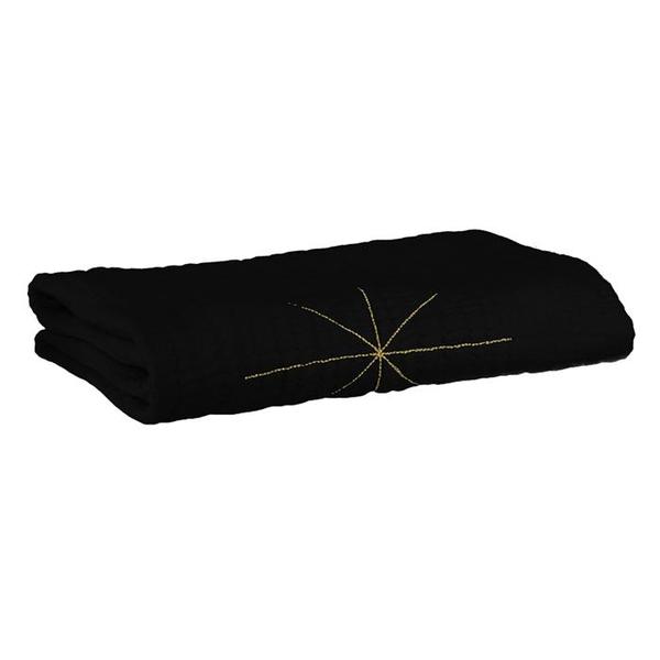 Kids Moumout Paris Panpan Blanket - Embroidered Gold Stars/Ink Black Kids Moumout Paris Panpan Blanket - Embroidered Gold Stars/Ink Black