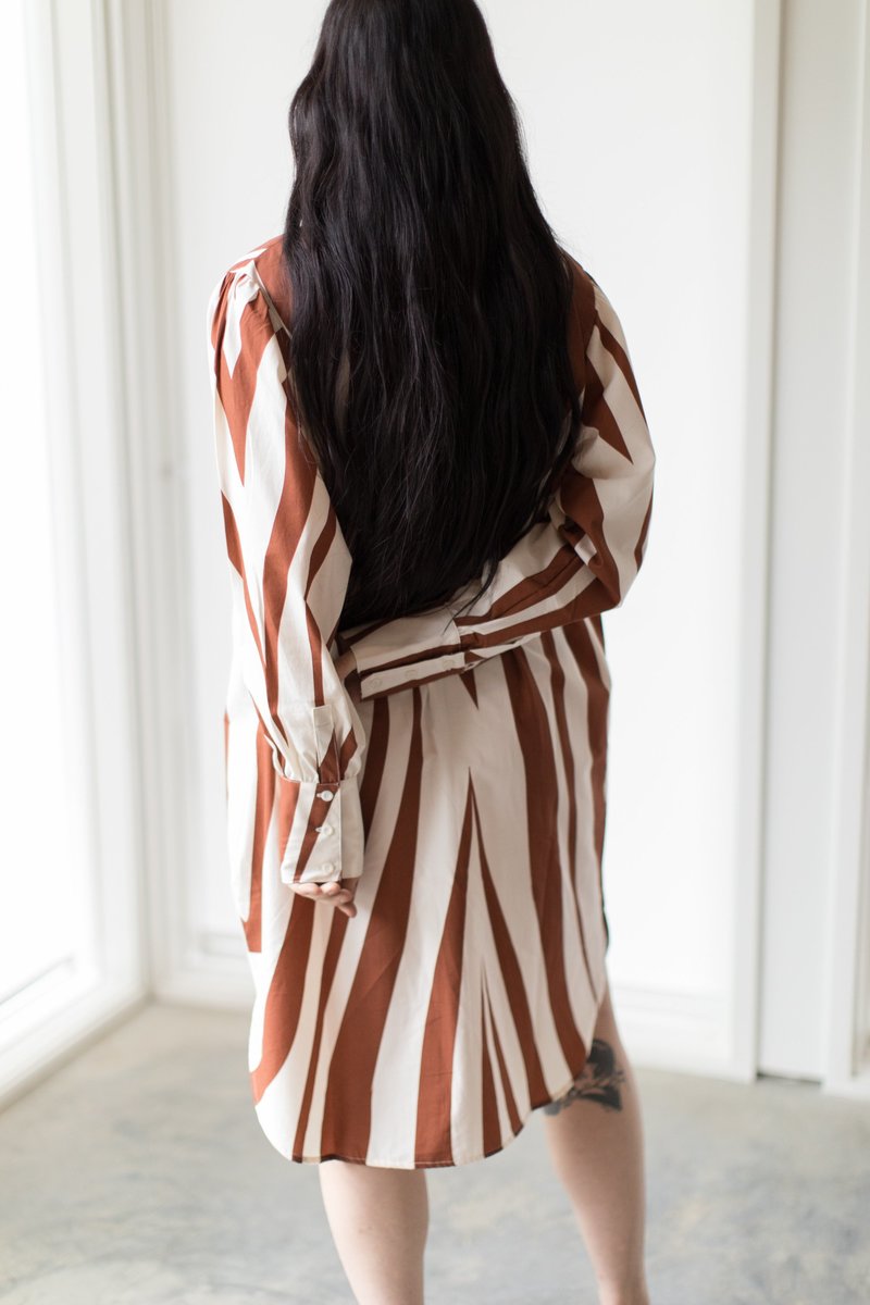 paige shirt dress Paige Wrap Dress With V-Neck Shape in Poolside Stripe XL / Poolside Stripe