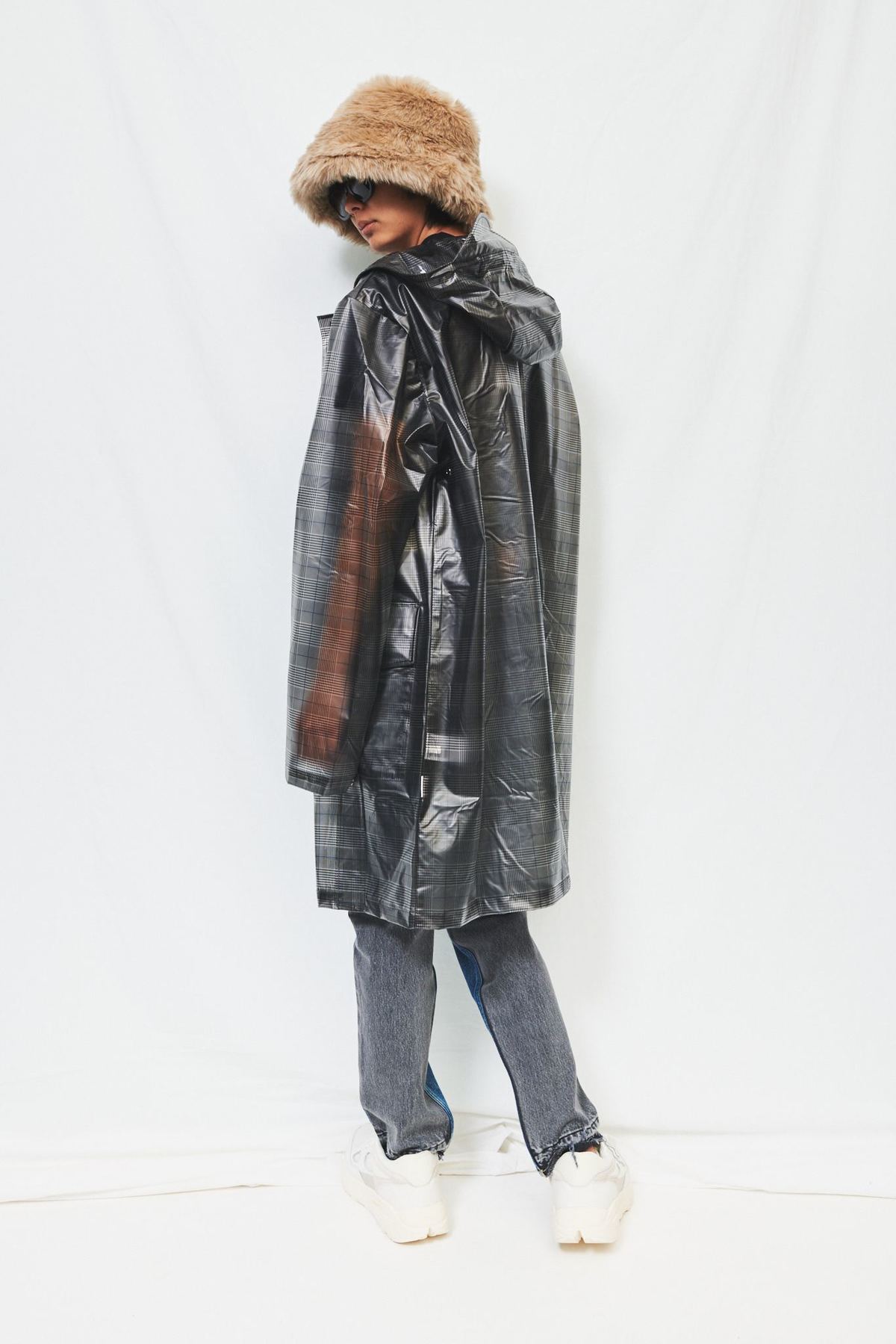 Rains Hooded Coat - Charcoal Check | Garmentory