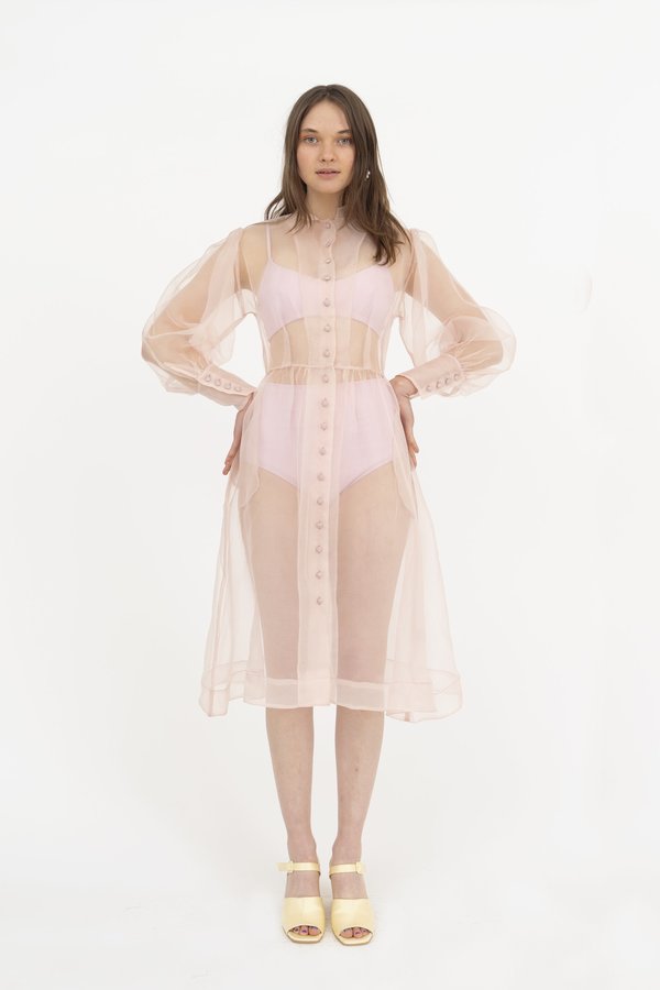 open lace back dress Self-Portrait - Cream Organza Lace Mini Dress main image 0