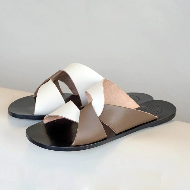 ATP Atelier Allai Leather Sandals Khaki Brown/Ice White