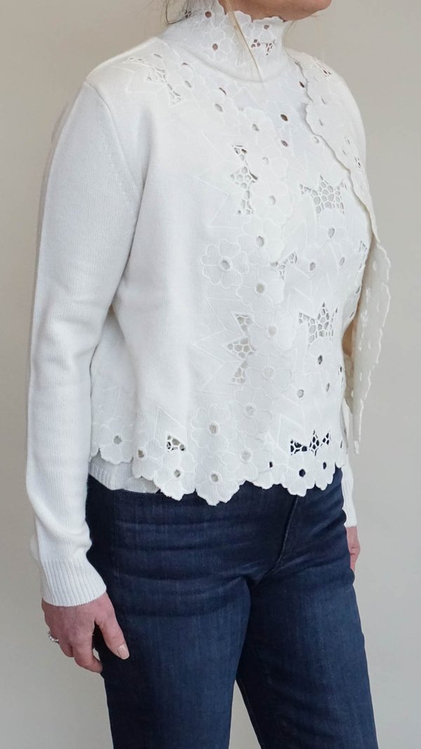 Rachel Comey Solei Cardigan - Oyster Eyelet Knit Rachel Comey Solei Cardigan - Oyster Eyelet Knit